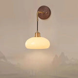 Modern Wall Lamp  Walnut Wood  Brass Fixture - Detailed view