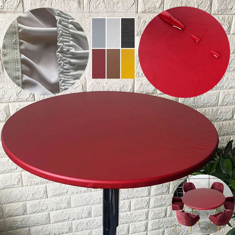 Round Table Cover  Waterproof Leather Finish - Product showcase