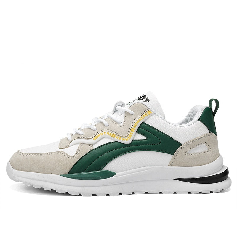 Modern Athletic Sneakers  White Suede Green Accent Design - Detailed view