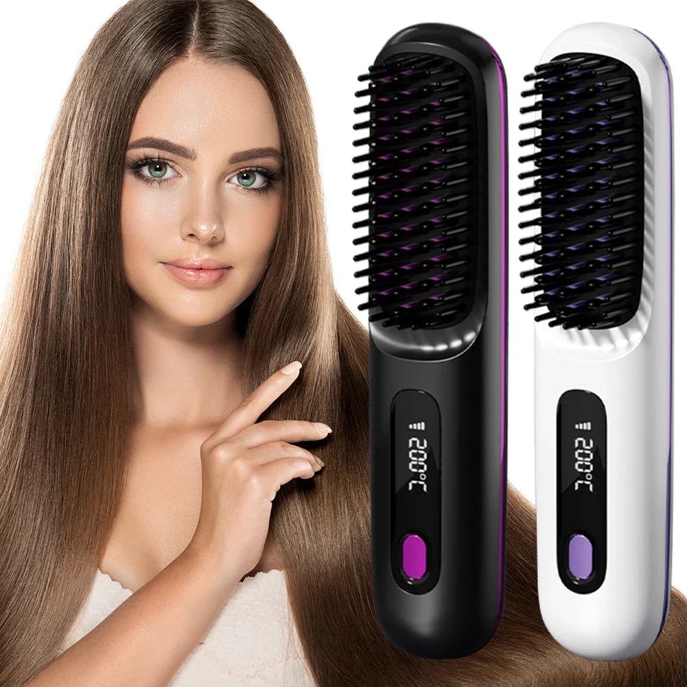 Ceramic Hair Straightening Brush  Digital Temperature Control - Detailed view