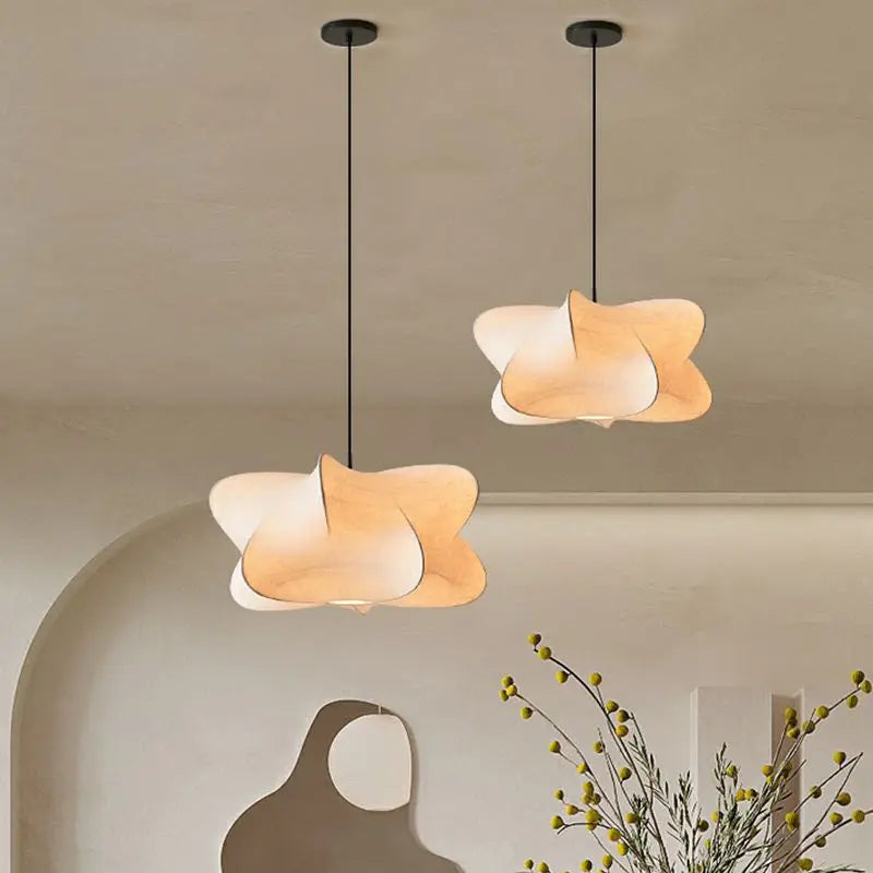 Japanese Pendant Light  Curved Silk Cloud Design - Product example