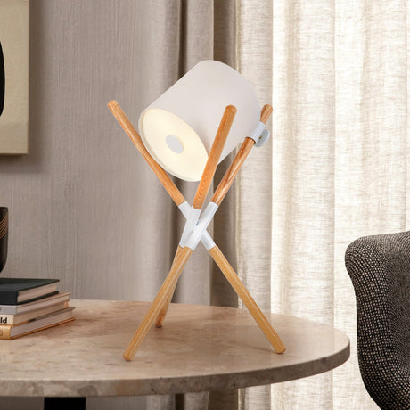 Scandinavian Table Lamp  Wood Frame Swivel Design - Detailed view