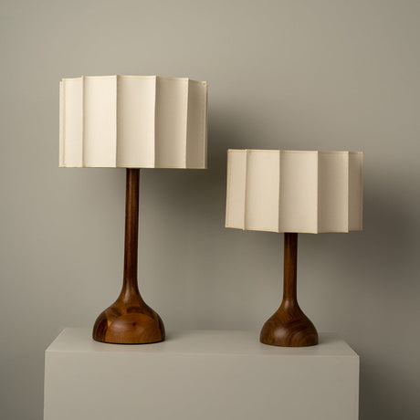 Modern Table Lamp  Walnut Wood Base with Pleated Shade - Product detail 9