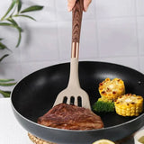 Silicone Kitchen Utensil Set  Wood Handle Rose Gold Accents - Product detail 5
