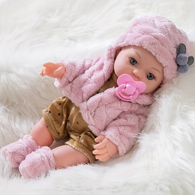 Realistic Baby Doll  Soft Silicone with Pink Plush Outfit - Product showcase