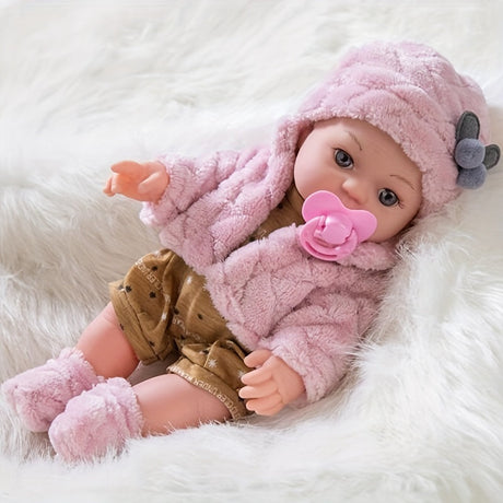Realistic Baby Doll  Soft Silicone with Pink Plush Outfit - Product showcase