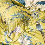 Luxury Egyptian Cotton Bedding  Bird Floral Pattern Yellow Duvet Set - Product example