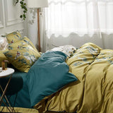 Luxury Egyptian Cotton Bedding  Bird Floral Pattern Yellow Duvet Set - Product detail 9