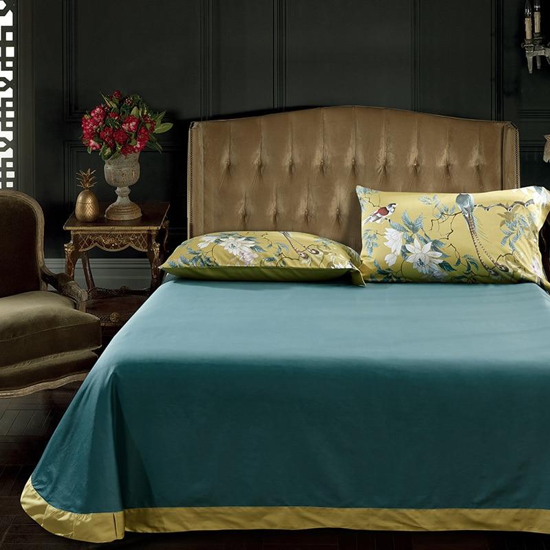 Luxury Egyptian Cotton Bedding  Bird Floral Pattern Yellow Duvet Set - Product detail 7