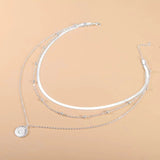 Layered Sterling Silver Necklace  Triple Chain Design with Pendant - Product example