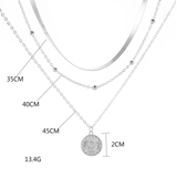 Layered Sterling Silver Necklace  Triple Chain Design with Pendant - Product detail 6