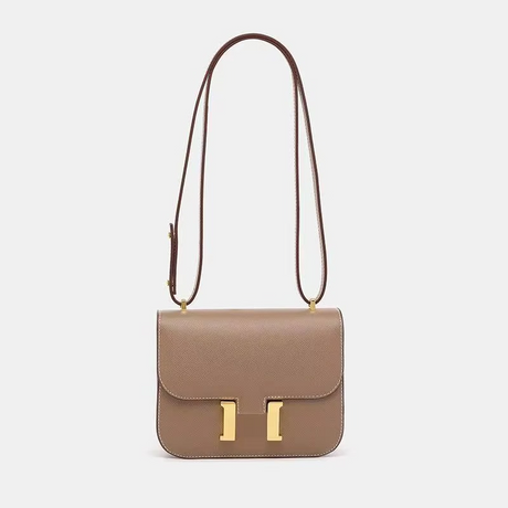 Classic Leather Crossbody Bag  Gold Hardware Square Design - Product showcase