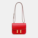 Classic Leather Crossbody Bag  Gold Hardware Square Design - Detailed view
