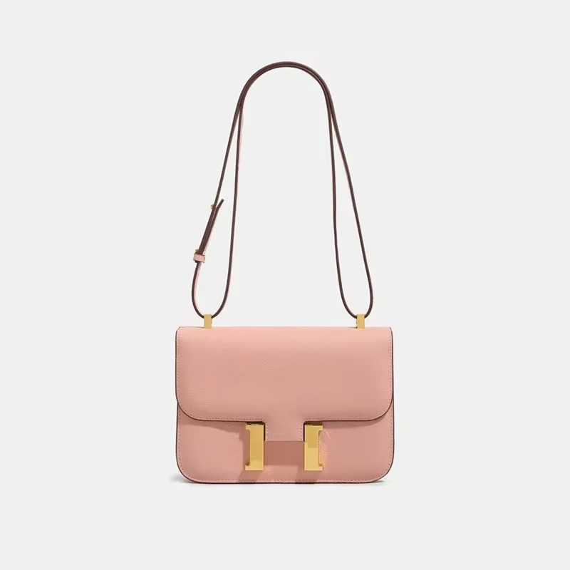 Classic Leather Crossbody Bag  Gold Hardware Square Design - Product example