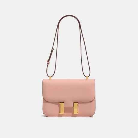 Classic Leather Crossbody Bag  Gold Hardware Square Design - Product example