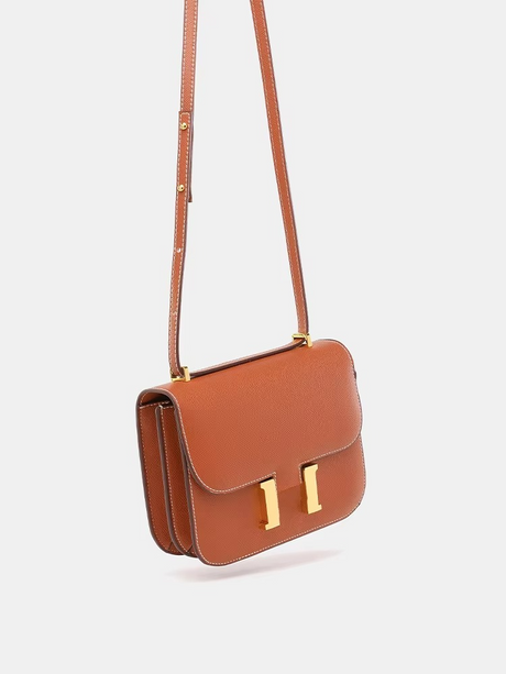 Classic Leather Crossbody Bag  Gold Hardware Square Design - Product detail 9