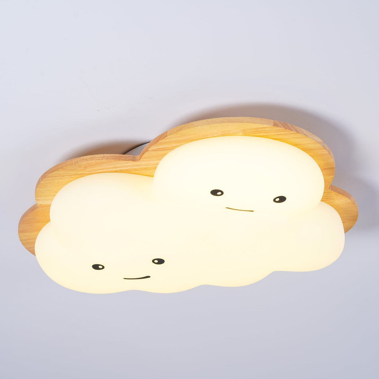 Kids Cloud Ceiling Light  Wooden Trim Smiling Design - Product detail 11
