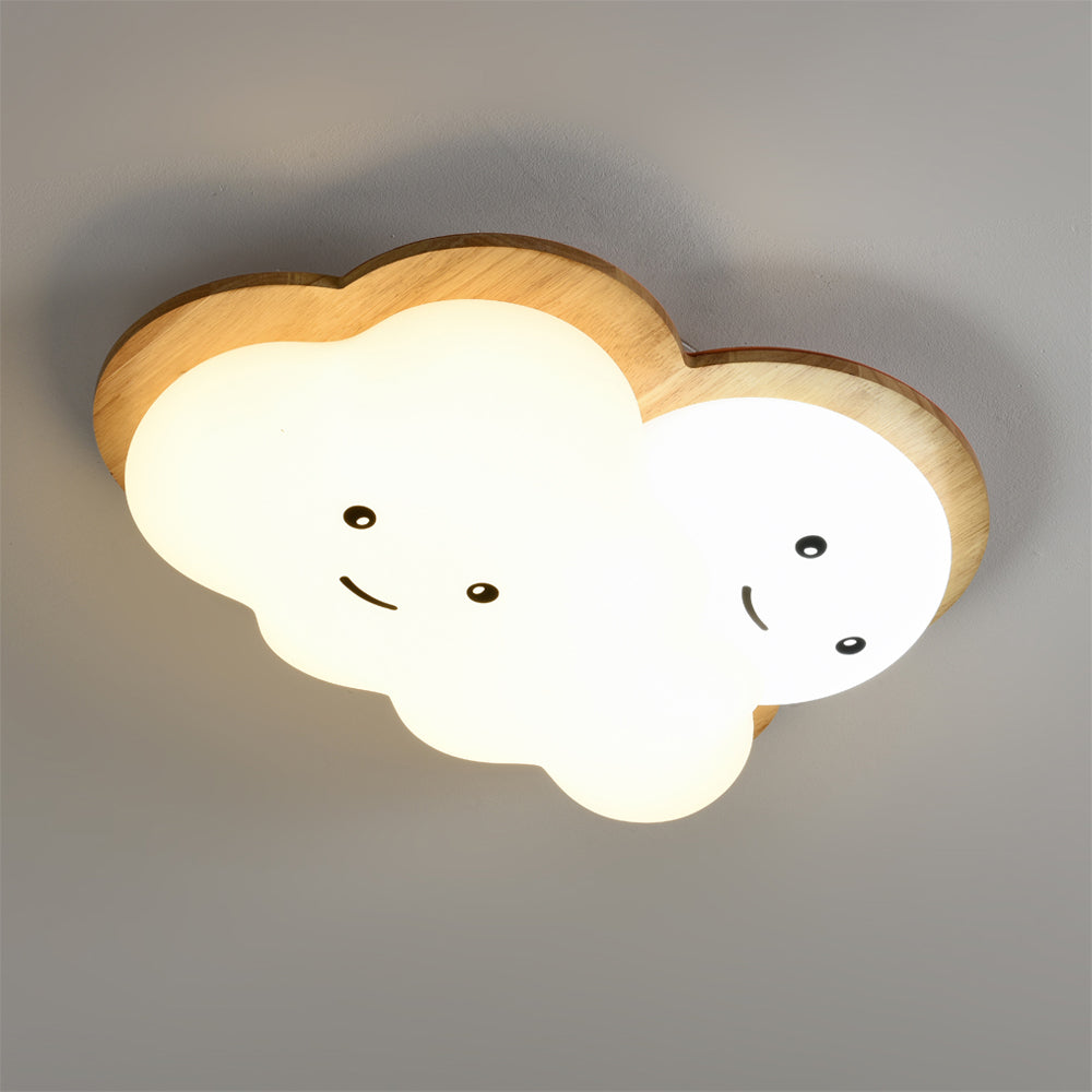 Kids Cloud Ceiling Light  Wooden Trim Smiling Design - Product detail 28