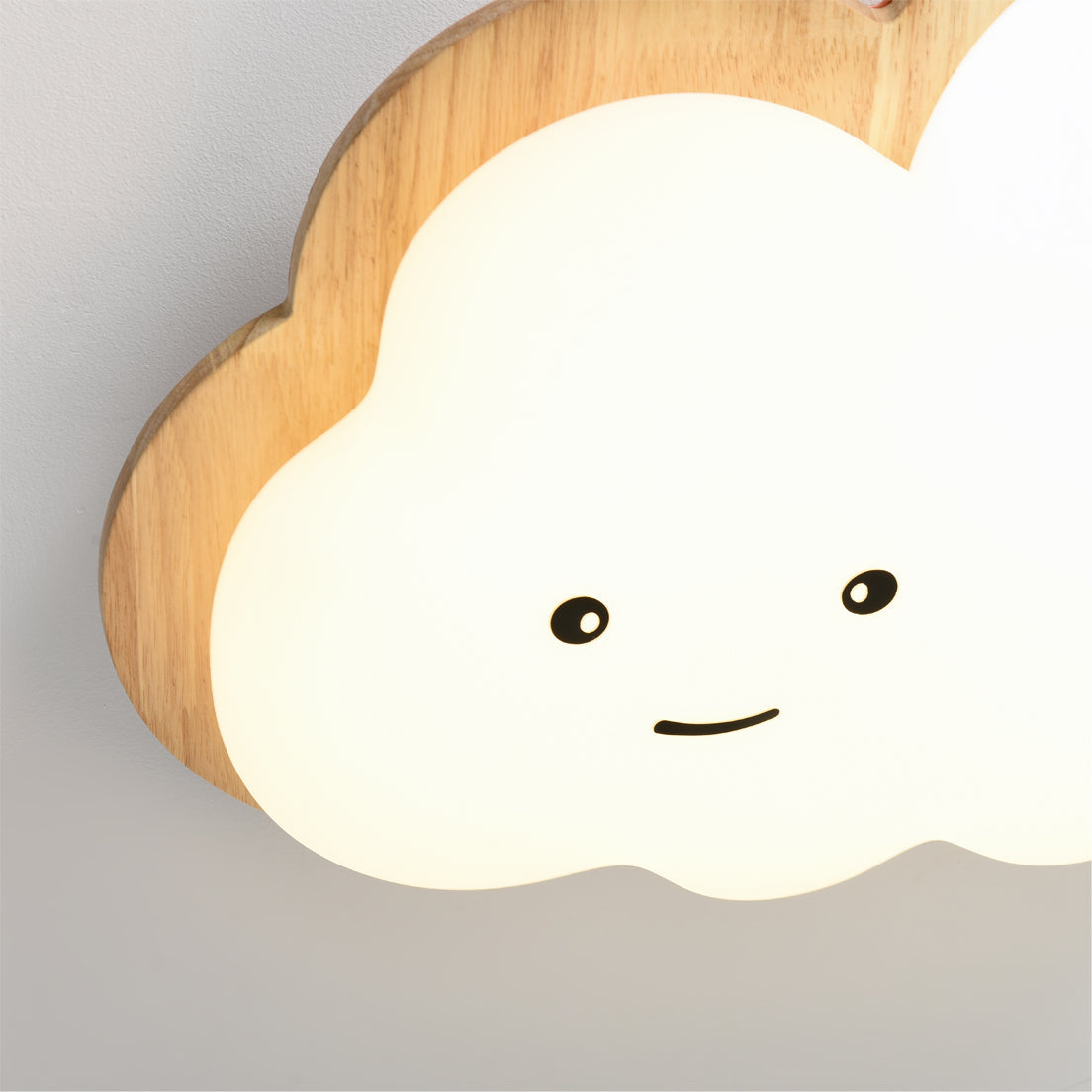 Kids Cloud Ceiling Light  Wooden Trim Smiling Design - Product detail 23