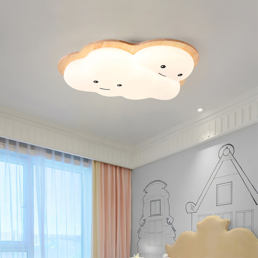 Kids Cloud Ceiling Light  Wooden Trim Smiling Design - Product detail 9
