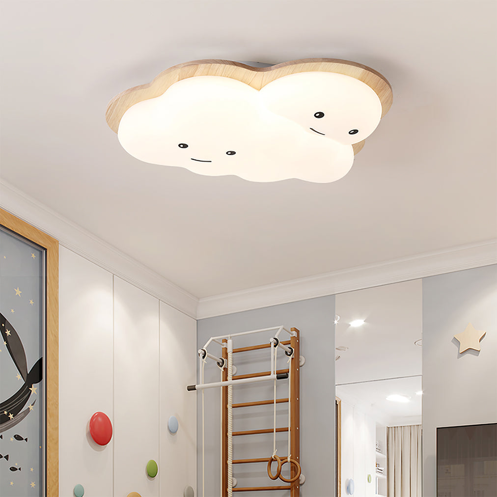 Kids Cloud Ceiling Light  Wooden Trim Smiling Design - Product detail 8