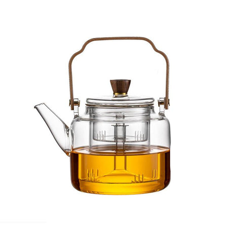 Glass Teapot with Wood Handle  Smoked Glass Tea Brewing Pot - Product detail 8