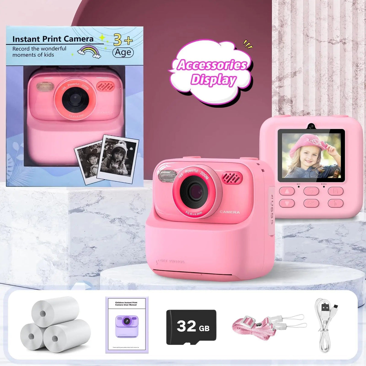 Kids Instant Camera  HD Photo Printing with 32GB Storage - Product detail 8