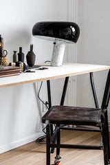 Modern Marble Table Lamp  Carrara Base Black Dome Shade - Product detail 24