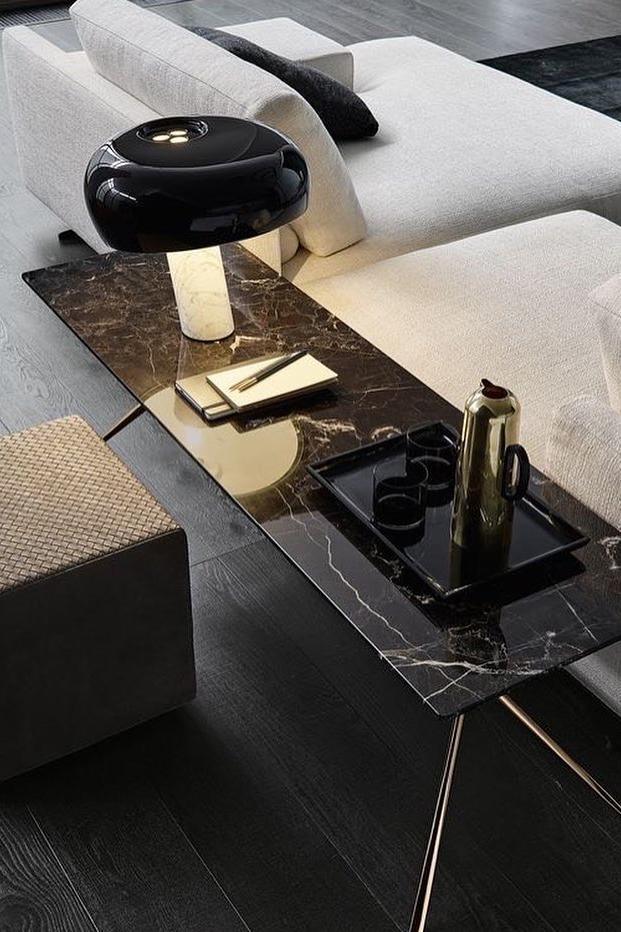 Modern Marble Table Lamp  Carrara Base Black Dome Shade - Product detail 25