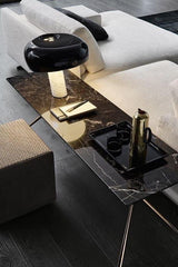 Modern Marble Table Lamp  Carrara Base Black Dome Shade - Product detail 25