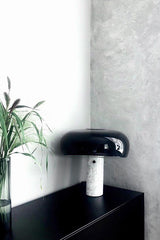 Modern Marble Table Lamp  Carrara Base Black Dome Shade - Product detail 29