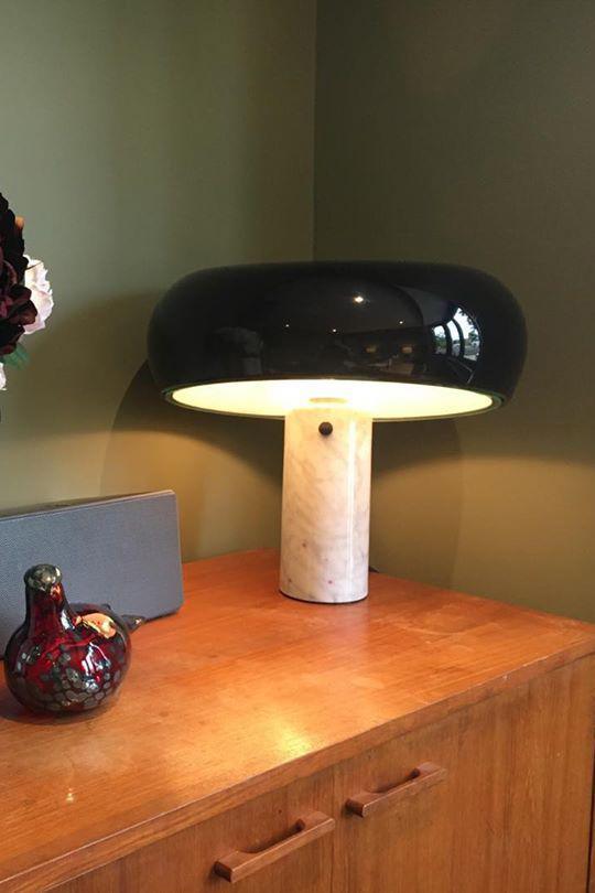 Modern Marble Table Lamp  Carrara Base Black Dome Shade - Product detail 41