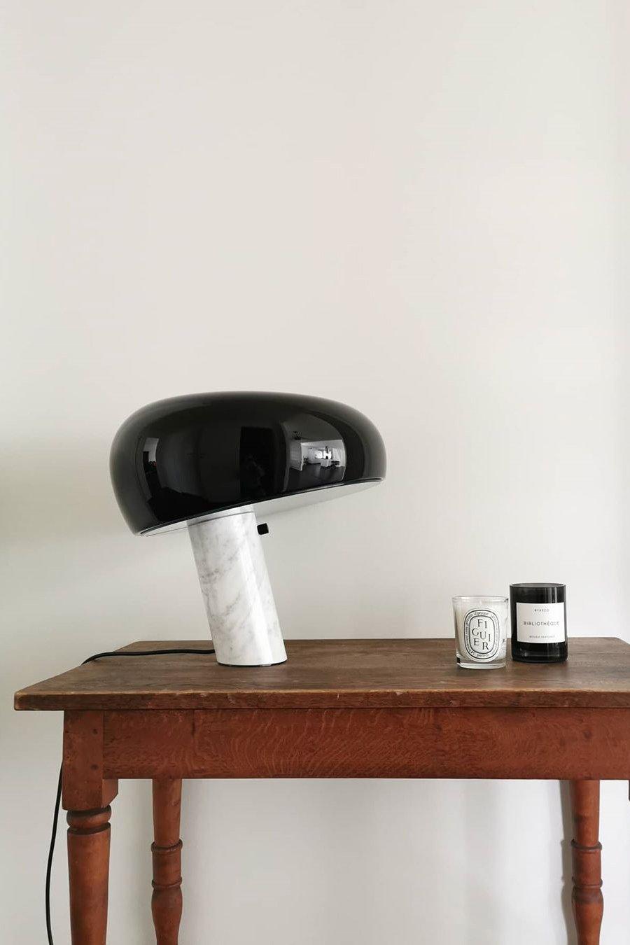 Modern Marble Table Lamp  Carrara Base Black Dome Shade - Product detail 42