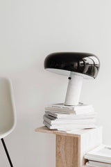 Modern Marble Table Lamp  Carrara Base Black Dome Shade - Product detail 44
