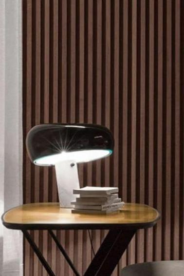 Modern Marble Table Lamp  Carrara Base Black Dome Shade - Product detail 46