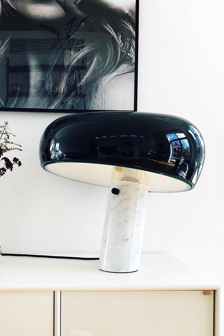 Modern Marble Table Lamp  Carrara Base Black Dome Shade - Product detail 49