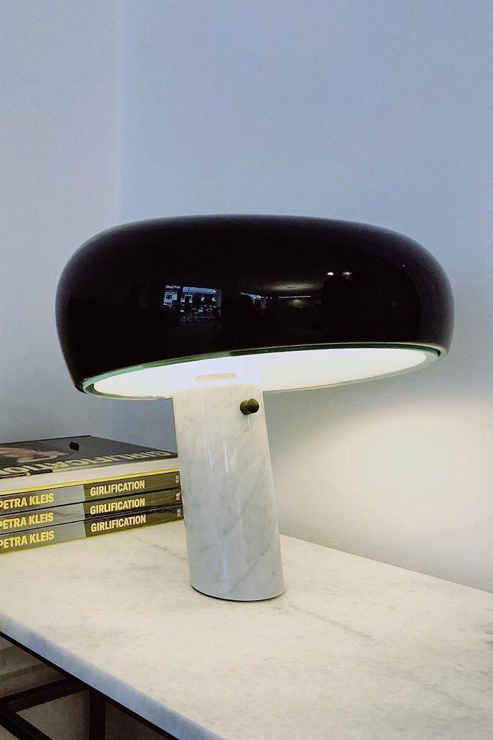 Modern Marble Table Lamp  Carrara Base Black Dome Shade - Product detail 50