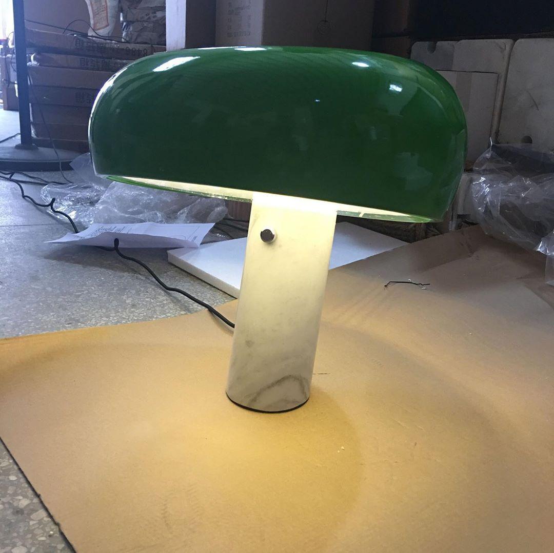 Modern Marble Table Lamp  Carrara Base Black Dome Shade - Product detail 51