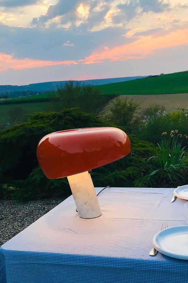 Modern Marble Table Lamp  Carrara Base Black Dome Shade - Product detail 54
