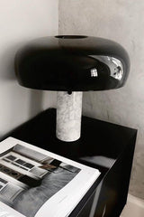 Modern Marble Table Lamp  Carrara Base Black Dome Shade - Product detail 55