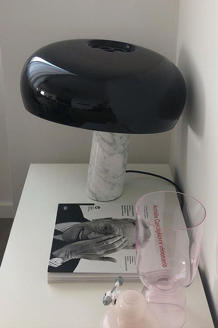 Modern Marble Table Lamp  Carrara Base Black Dome Shade - Product detail 58
