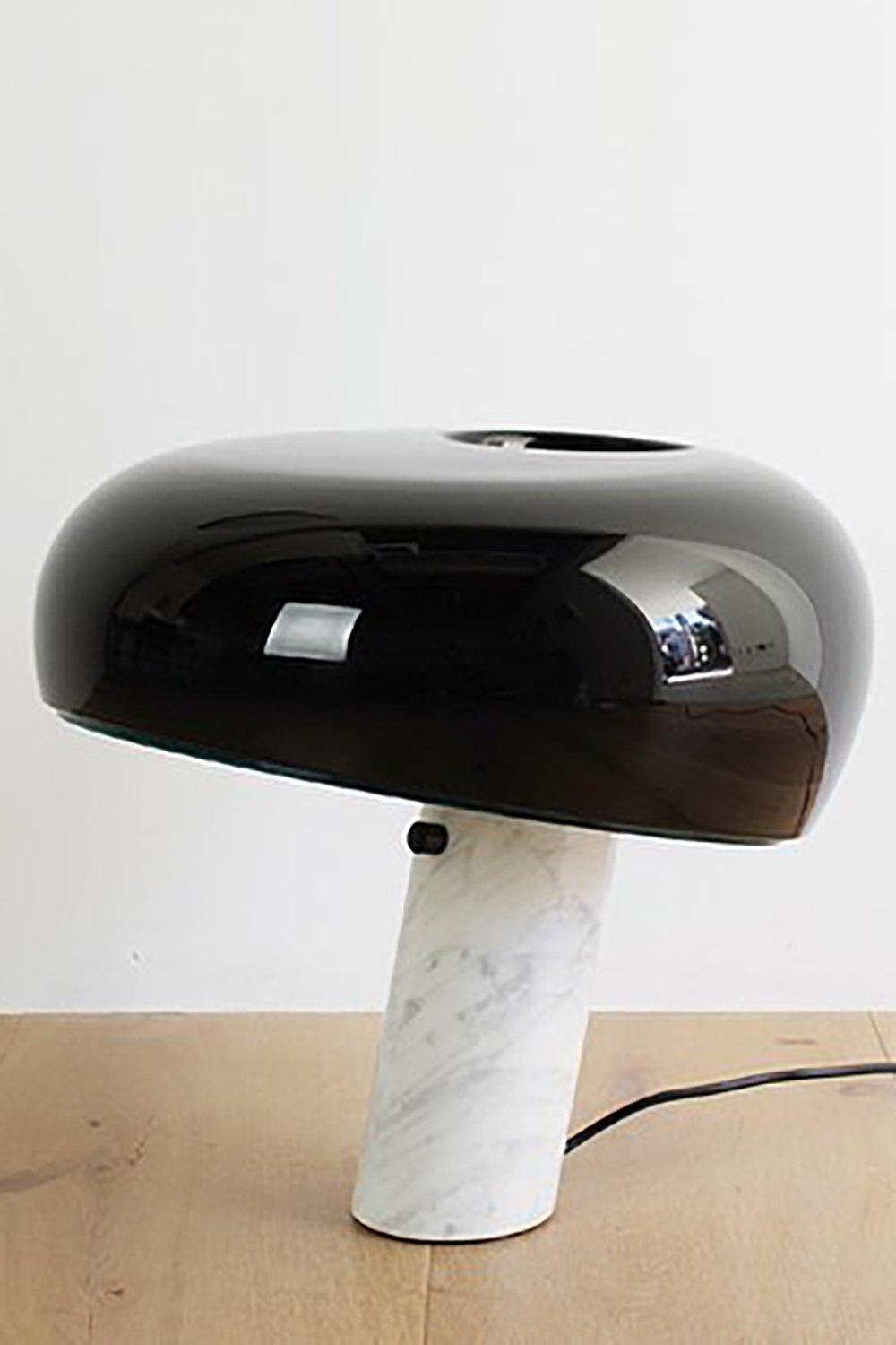 Modern Marble Table Lamp  Carrara Base Black Dome Shade - Product detail 62