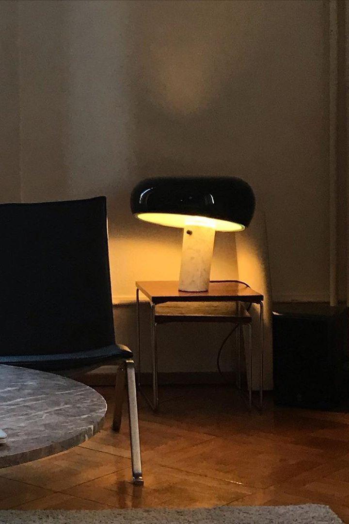 Modern Marble Table Lamp  Carrara Base Black Dome Shade - Product detail 74
