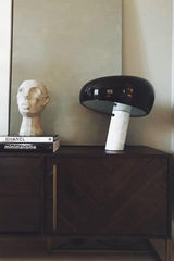 Modern Marble Table Lamp  Carrara Base Black Dome Shade - Product detail 75