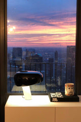 Modern Marble Table Lamp  Carrara Base Black Dome Shade - Product detail 23