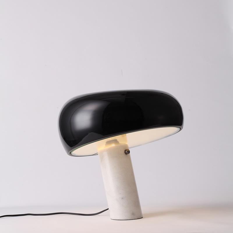Modern Marble Table Lamp  Carrara Base Black Dome Shade - Product detail 30