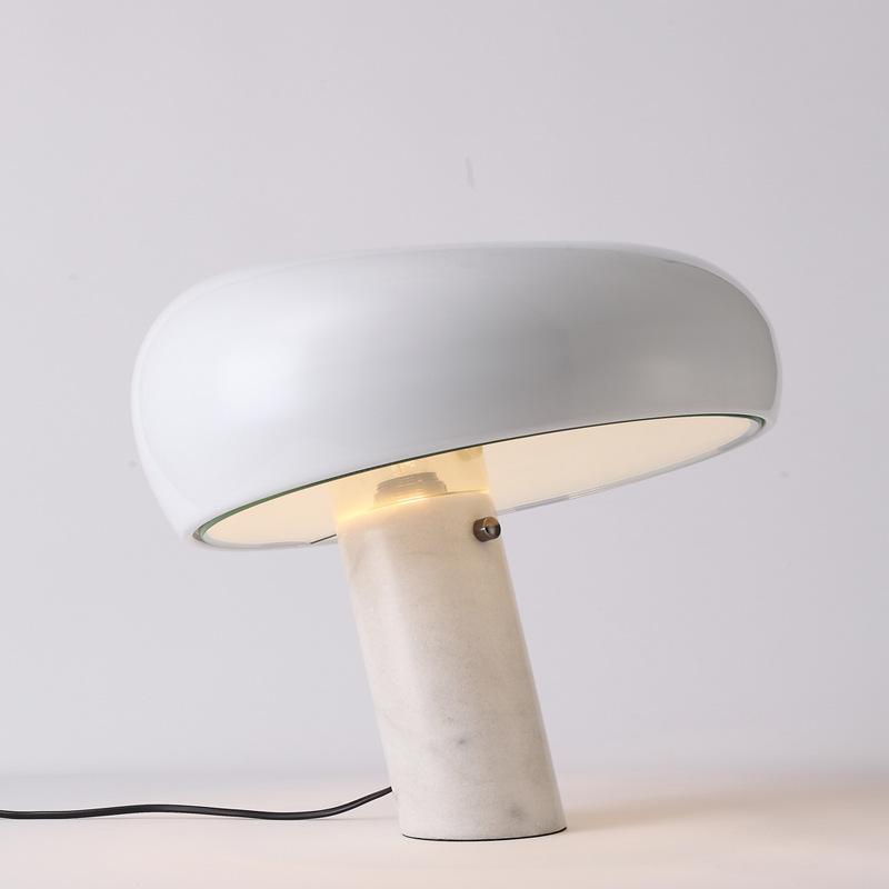 Modern Marble Table Lamp  Carrara Base Black Dome Shade - Product detail 97
