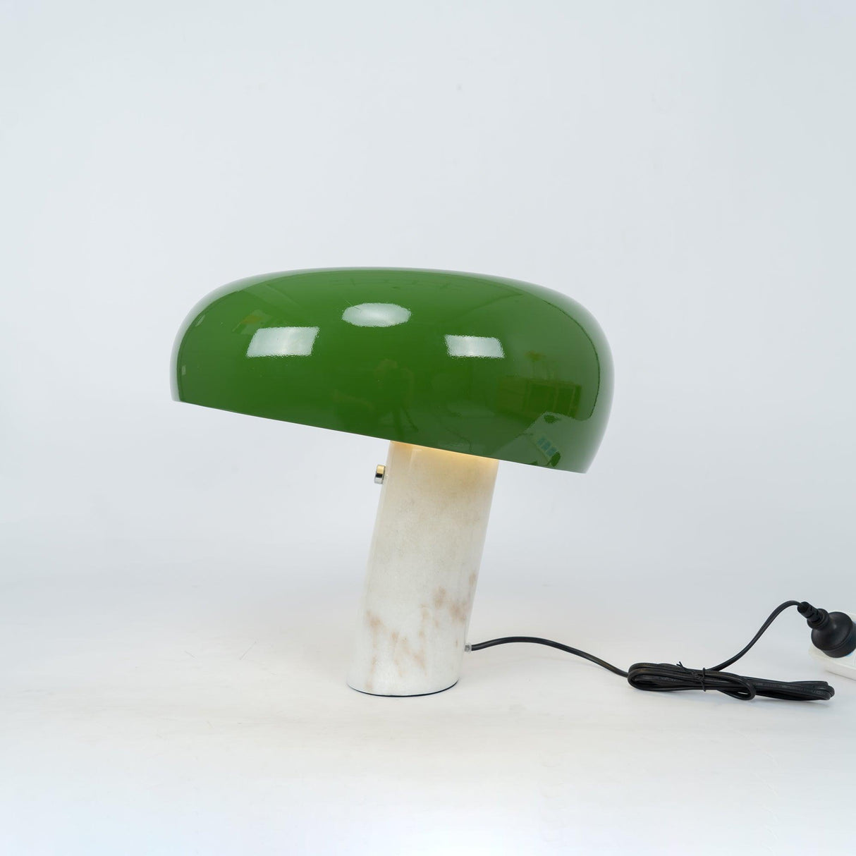 Modern Marble Table Lamp  Carrara Base Black Dome Shade - Product detail 81