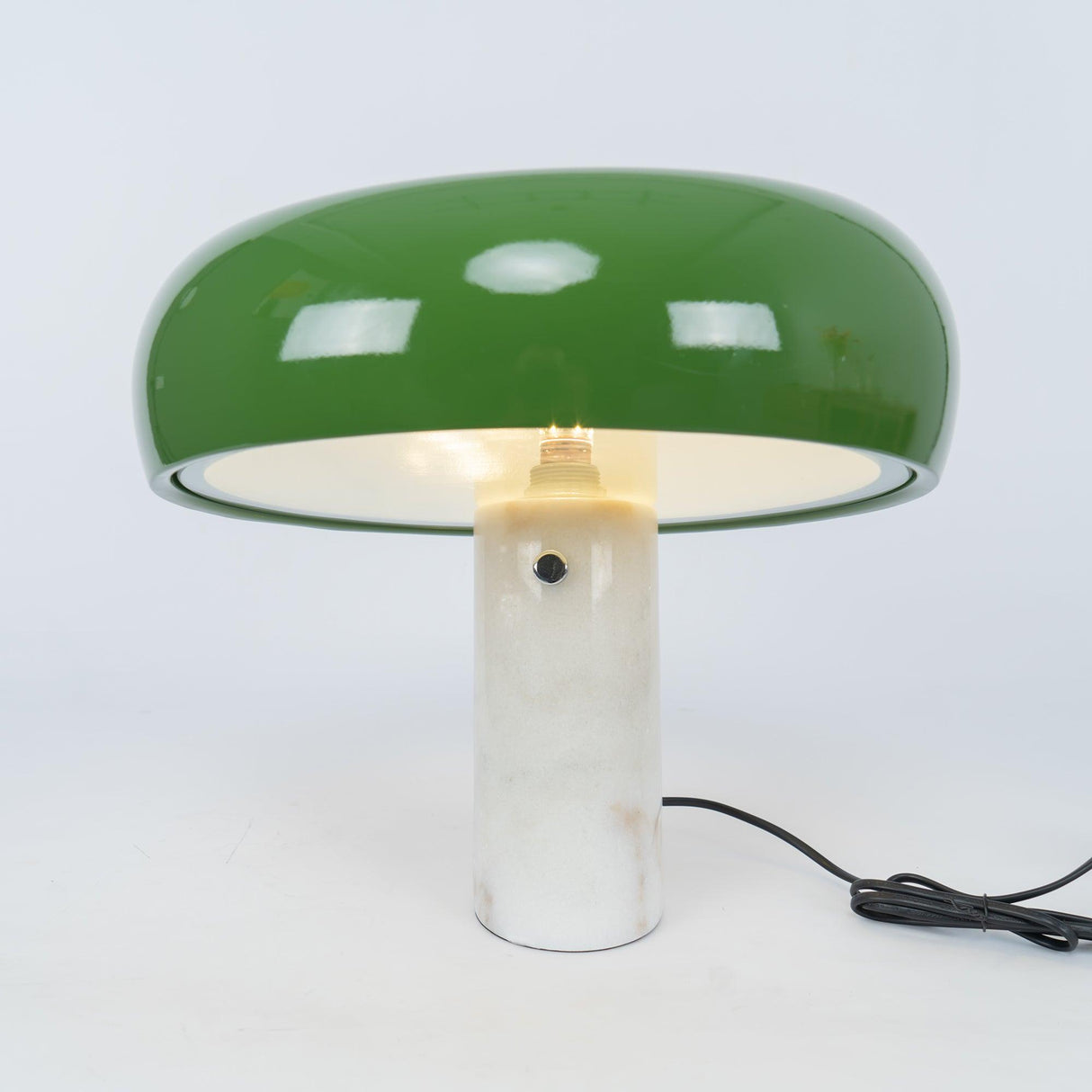 Modern Marble Table Lamp  Carrara Base Black Dome Shade - Product detail 82
