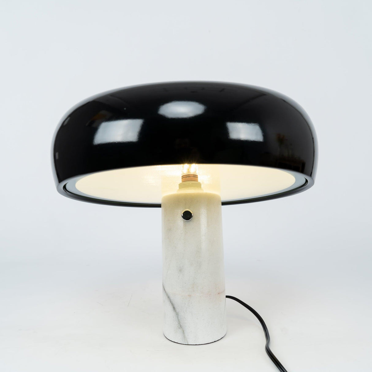 Modern Marble Table Lamp  Carrara Base Black Dome Shade - Product detail 83
